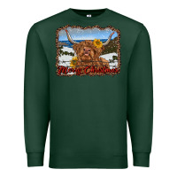 Sports Green merry christmas highland cow with farm Premium Sweatshirt - RanaPortraitStore