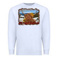White merry christmas highland cow with farm Premium Sweatshirt - RanaPortraitStore