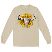 Mushroom cowhide bull skull and sunflower Long Sleeve Tee - BarkalooDesign
