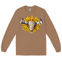 Toasted Coconut cowhide bull skull and sunflower Long Sleeve Tee - BarkalooDesign