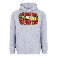 Heather Grey chingona Heavyweight Hoodie - Zillion Design Studio