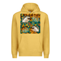 Antique Gold hedgehog and pumpkins seamless pattern Premium Hoodie - BundleAndBundleShop