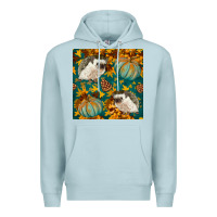 Blue Mist hedgehog and pumpkins seamless pattern Premium Hoodie - BundleAndBundleShop
