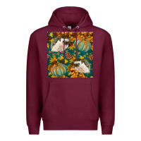 Burgundy hedgehog and pumpkins seamless pattern Premium Hoodie - BundleAndBundleShop