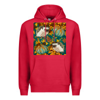 Cardinal hedgehog and pumpkins seamless pattern Premium Hoodie - BundleAndBundleShop