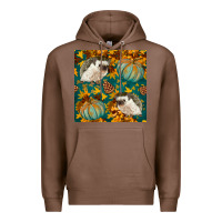 Chestnut hedgehog and pumpkins seamless pattern Premium Hoodie - BundleAndBundleShop
