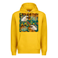 Lemon hedgehog and pumpkins seamless pattern Premium Hoodie - BundleAndBundleShop