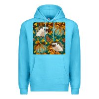 Ocean Blue hedgehog and pumpkins seamless pattern Premium Hoodie - BundleAndBundleShop