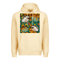 Pina Colada hedgehog and pumpkins seamless pattern Premium Hoodie - BundleAndBundleShop