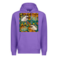 Purple hedgehog and pumpkins seamless pattern Premium Hoodie - BundleAndBundleShop