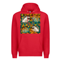 Red hedgehog and pumpkins seamless pattern Premium Hoodie - BundleAndBundleShop