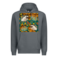 Rock hedgehog and pumpkins seamless pattern Premium Hoodie - BundleAndBundleShop