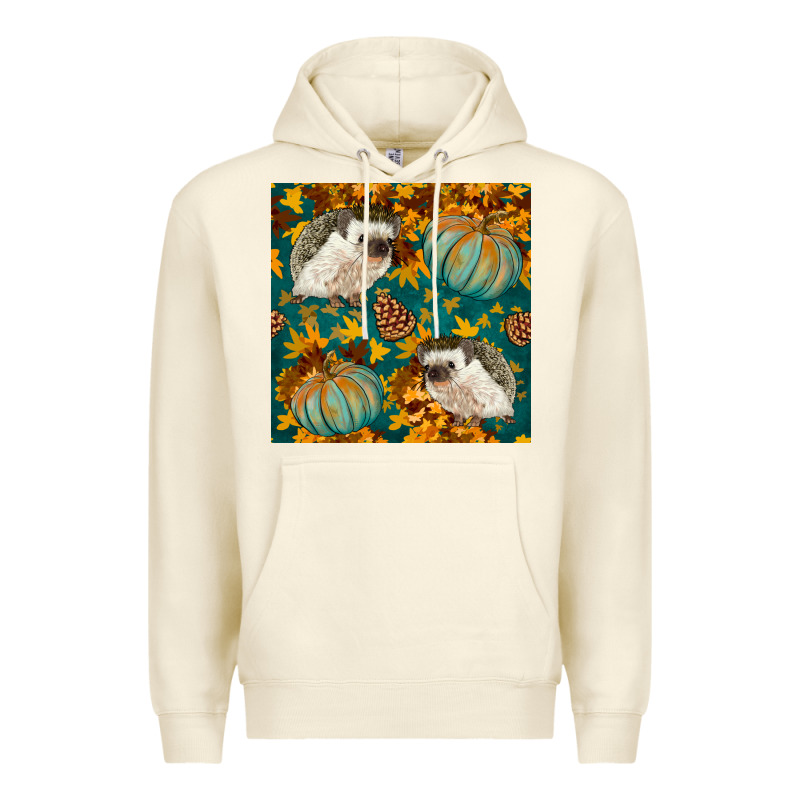 Hedgehog And Pumpkins Seamless Pattern Premium Hoodie by BundleAndBundleShop | Teevron