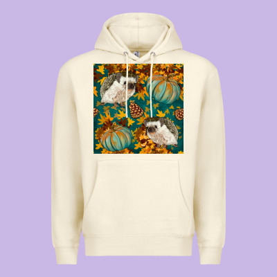 Hedgehog And Pumpkins Seamless Pattern Premium Hoodie Designed By Bundleandbundleshop