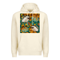 Sandshell hedgehog and pumpkins seamless pattern Premium Hoodie - BundleAndBundleShop