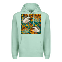 Seafoam hedgehog and pumpkins seamless pattern Premium Hoodie - BundleAndBundleShop