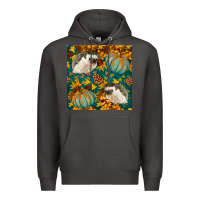 Smoke hedgehog and pumpkins seamless pattern Premium Hoodie - BundleAndBundleShop