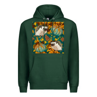 Sports Green hedgehog and pumpkins seamless pattern Premium Hoodie - BundleAndBundleShop
