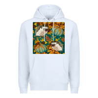 White hedgehog and pumpkins seamless pattern Premium Hoodie - BundleAndBundleShop