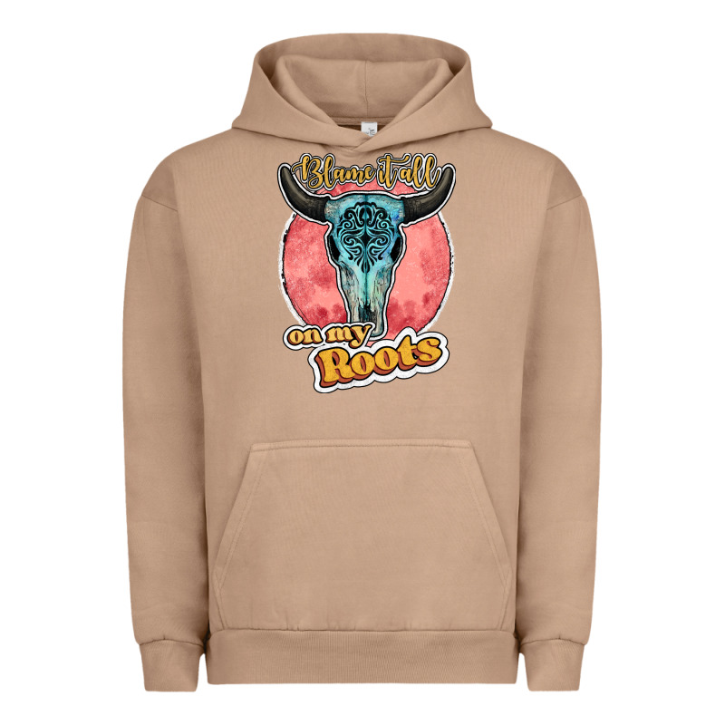 Blame It All On My Roots Bull Skull Black Urban Hoodie by JahusDesignShop | Teevron