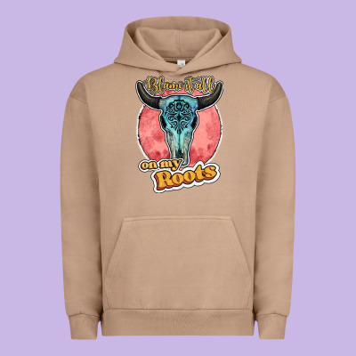 Blame It All On My Roots Bull Skull Black Urban Hoodie Designed By Jahusdesignshop