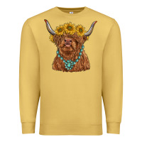 Antique Gold highland cow with sunflower and gemstone Premium Sweatshirt - RanaPortraitStore
