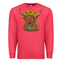 Cardinal highland cow with sunflower and gemstone Premium Sweatshirt - RanaPortraitStore