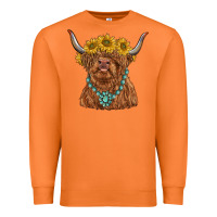 Carrot highland cow with sunflower and gemstone Premium Sweatshirt - RanaPortraitStore