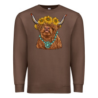 Chestnut highland cow with sunflower and gemstone Premium Sweatshirt - RanaPortraitStore