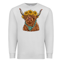 Dove Grey highland cow with sunflower and gemstone Premium Sweatshirt - RanaPortraitStore