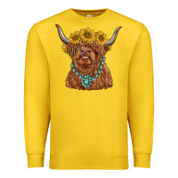 Lemon highland cow with sunflower and gemstone Premium Sweatshirt - RanaPortraitStore