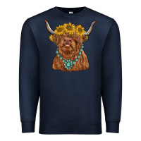 Highland Cow With Sunflower And Gemstone Premium Sweatshirt | Teevron