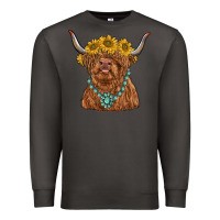 Smoke highland cow with sunflower and gemstone Premium Sweatshirt - RanaPortraitStore