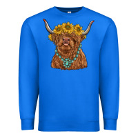 True Royal highland cow with sunflower and gemstone Premium Sweatshirt - RanaPortraitStore