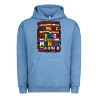 Pigment Pebble Blue hispanic haritage month flags with background Urban Hoodie - BundleAndBundleShop