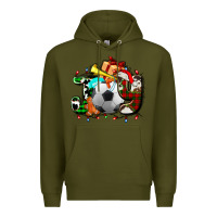 Army Green joy with soccer element and Christmas Premium Hoodie - AdoDesignShop