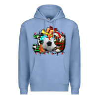 Colony Blue joy with soccer element and Christmas Premium Hoodie - AdoDesignShop