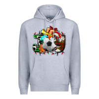 Heather Grey joy with soccer element and Christmas Premium Hoodie - AdoDesignShop