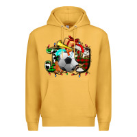 Mustard joy with soccer element and Christmas Premium Hoodie - AdoDesignShop