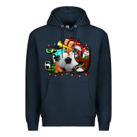 Navy joy with soccer element and Christmas Premium Hoodie - AdoDesignShop