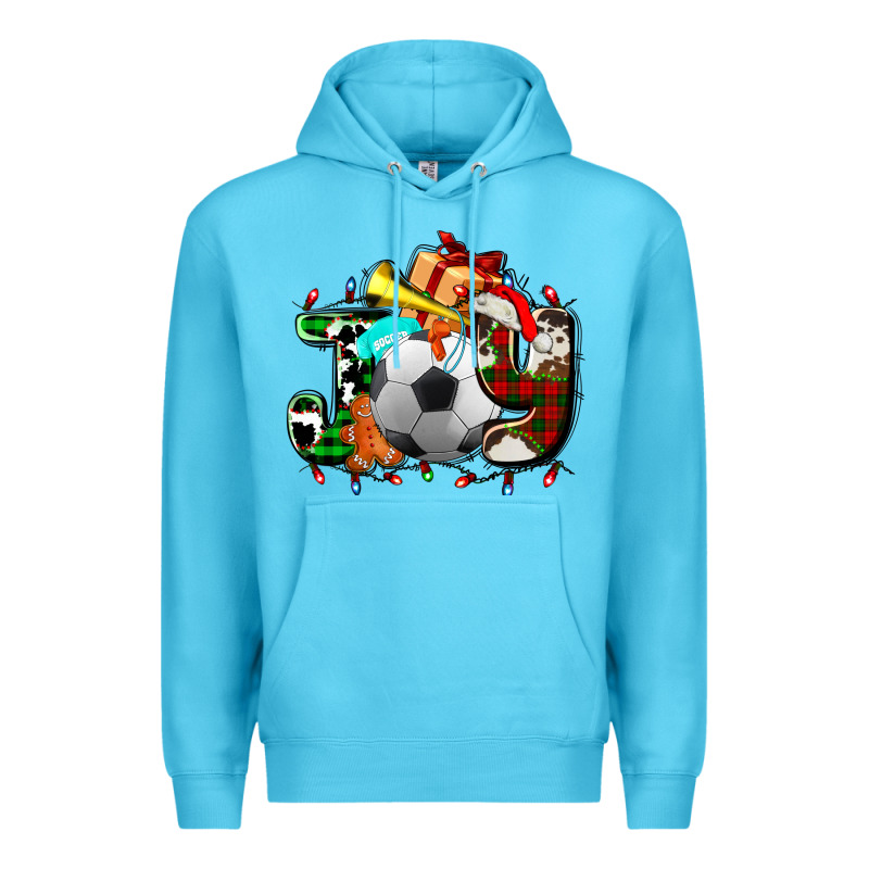 Joy With Soccer Element And Christmas Premium Hoodie by AdoDesignShop | Teevron
