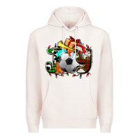 Pale Pink joy with soccer element and Christmas Premium Hoodie - AdoDesignShop