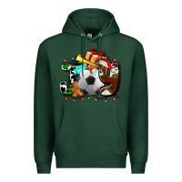 Sports Green joy with soccer element and Christmas Premium Hoodie - AdoDesignShop