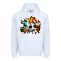White joy with soccer element and Christmas Premium Hoodie - AdoDesignShop
