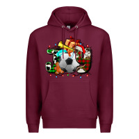 Burgundy joy with soccer element and Christmas Premium Hoodie - AdoDesignShop