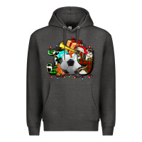 Charcoal Heather joy with soccer element and Christmas Premium Hoodie - AdoDesignShop