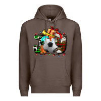 Coffee joy with soccer element and Christmas Premium Hoodie - AdoDesignShop
