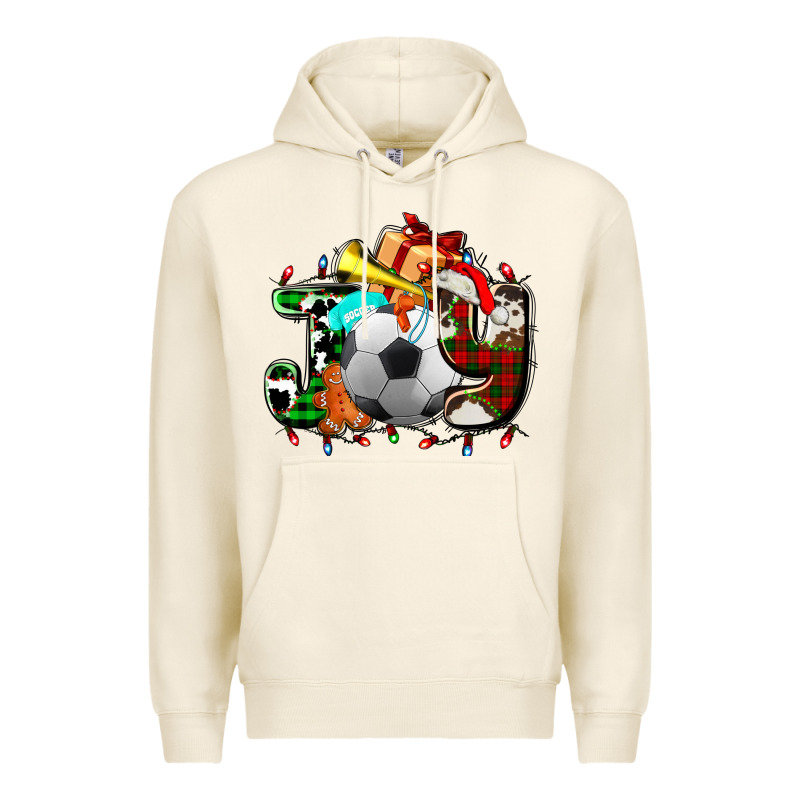 Joy With Soccer Element And Christmas Premium Hoodie by AdoDesignShop | Teevron