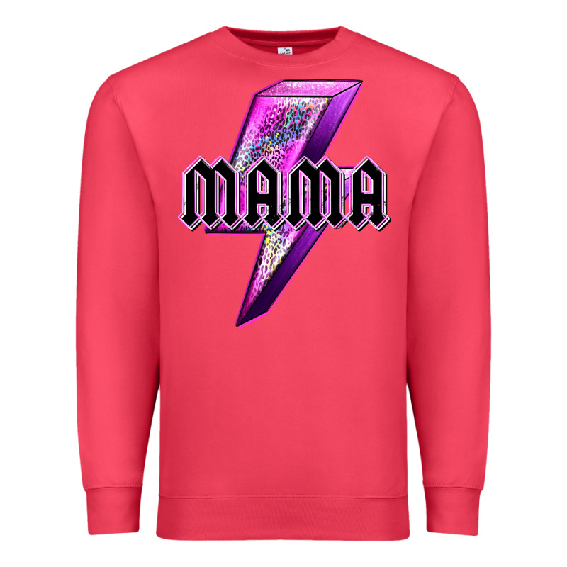 Mama Neon Leopard Lightning Bolt Premium Sweatshirt by texasbilliewilder | Teevron
