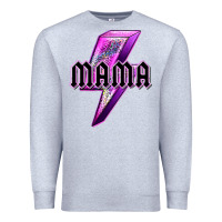 Heather Grey mama neon leopard lightning bolt Premium Sweatshirt - texasbilliewilder
